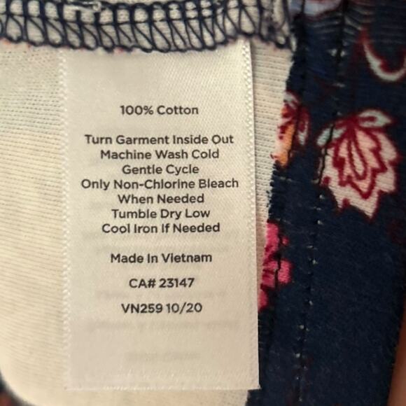 Talbots Paisley Cotton Shift Dress Women’s LP Knee Length Navy Pink 3/4 Sleeve - Picture 4 of 5